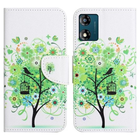 Wonderland Motorola Moto E13 Läppäkotelo - Vihreä Puu