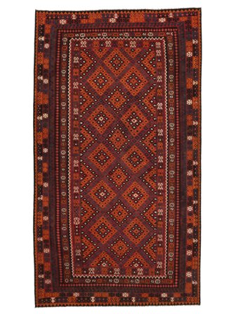 274X480 Dywan Kilim Maimane Orientalny Czarny/Ciemnoczerwony Duży (Wełna, Afganistan) Carpetvista
