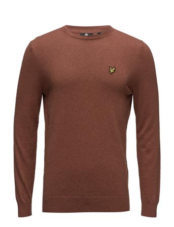 Cotton Merino Crew Jumper Strikkegenser M. Rund Krage Brun Lyle & Scott