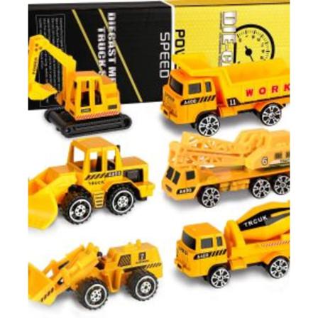 Julklapp Leksaksbilar Metall/plast - 6 Pack - Grävare/lastare Grävare/lastare (gul)
