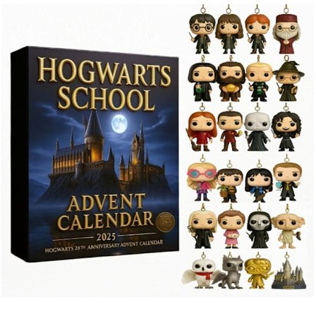 Juladventskalender, Ankomst Predator Hogwarts Skola Populär IP Jul Akryl Julgranshänge Dekoration, Adventskalender Hogwarts Skola Blind Box