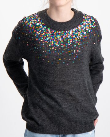 Scotch & Soda Sequin pullover Gris Pulls Fille - Kids Brand Store