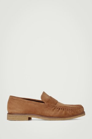 COS Men's Gathered Suede Loafers in Beige