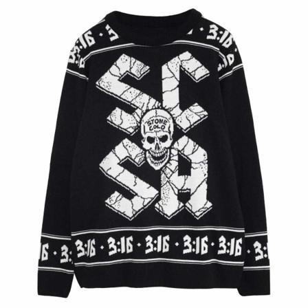 Wwe Unisex Adult Stone Cold Steve Austin Stickad Jumper M Svart