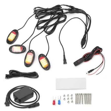 LED Rock Light Kit 1V4 Bluetooth Fjärrkontroll Neon Vattentät Musiklampa för Bil Offroad Lastbil Chassi