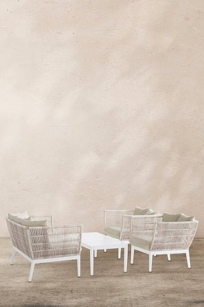 Jotex - Komplet Wypoczynkowy, 4-częściowy Biały - PORTOFINO - Kup Meble ogrodowe do wypoczynku firmy Jotex