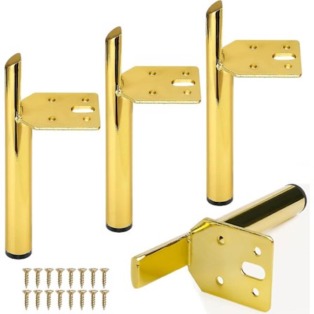 4 Stykker Møbelfødder i Metal, Møbelben i Metal til Skabe, Metalben til DIY Skab Sofa Natbord Garderobe Stol Gylden (