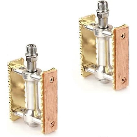 Cykelpedaler Sæt Vintage Cykelpedaler Træ Aluminium Skridsikre Cykelpedaler Par Klassiske Pedaler Guld [DB]