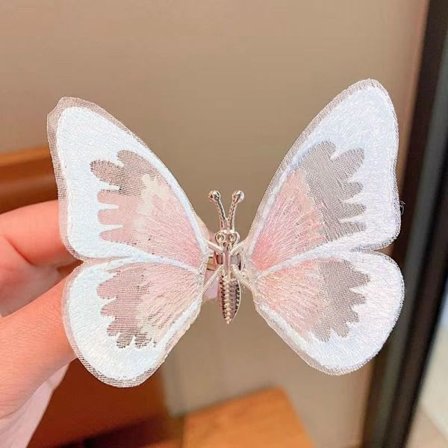 Butterfly Hårklämmor Dubbla lager Butterfly Clip VIT - spot försäljning