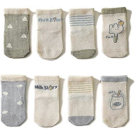 Bebis- och småbarnsstrumpor för pojkar och flickor, 8-pack, bomullsstrumpor, sommar, vår och höst, 5-8 år