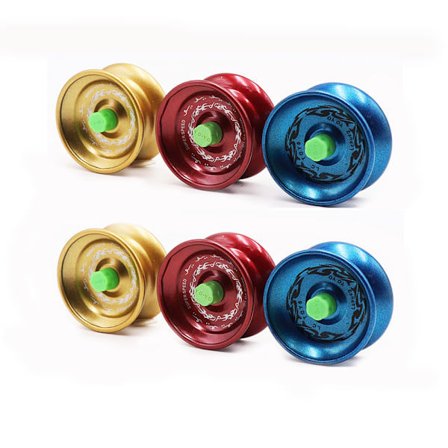 6 stk. Professionelle Yoyo'er i Aluminiumlegering med Snor og Kugleleje I