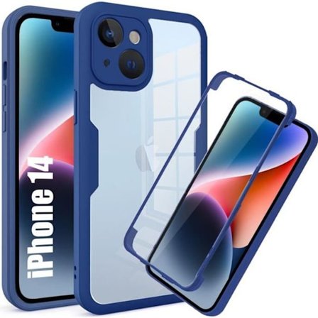 Coque Intégrale - til iPhone 14 - 360 Beskyttelse - Stødabsorberende - Silikone - Blå