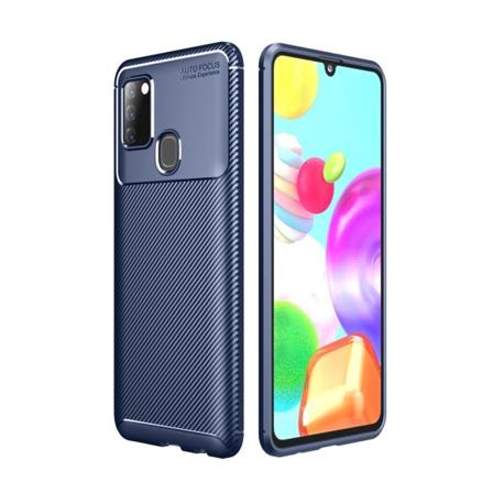 Samsung Galaxy A21s - Kolfiber Textur Skal - Mörk Blå Darkblue Mörk Blå