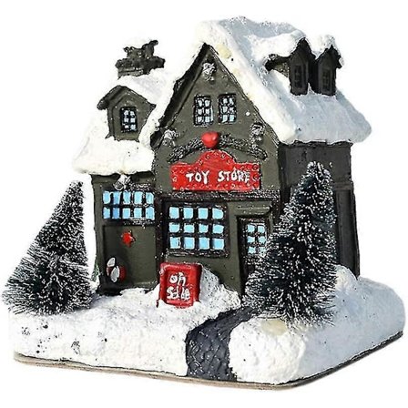 Juleindendørs Harpiks LED Lys Træhus Dekoration (c, Style) Bd