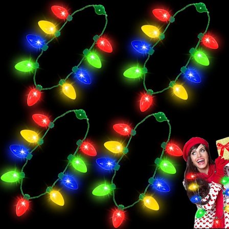 4-pakks julelys LED-halskjede nyttårsaften jul
