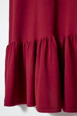 COS Women's Abito Midi In Maglia Con Volant in Rosso
