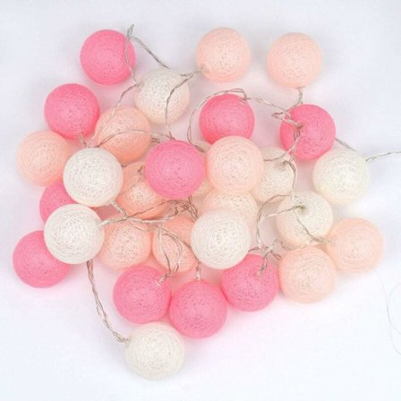 3 m lyskæde med 20 farverige LED-kugler - Batteridrevet, ideel til jul eller bryllup, lyserøde farver KLB