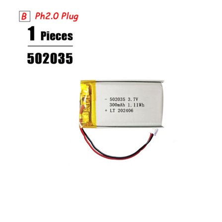 3,7V Lipo-akku Ph2.0-pistoke Ladattava litiumakku 3,7V PS4-kostuttimille GPS-navigointi Bluetooth-kaiutin MP3 MP4