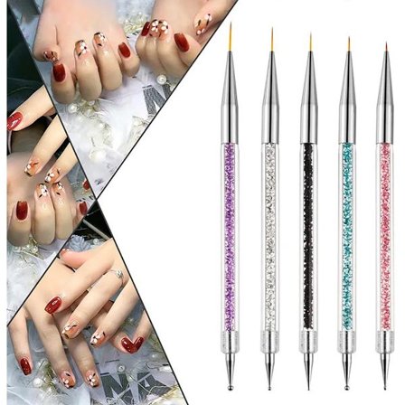 Neglekunstpensler - Neglekunstpenne - Dot Paint Pens - Line Neglekunstpensler - Neglekunstpenselsæt - 5 forskellige størrelser - Til neglekunstdesign