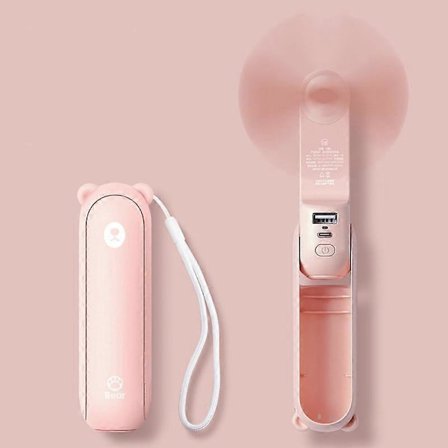 Håndholdt Mini Ventilator, 3 I 1 Håndventilator, Bærbar USB Genopladelig Lille Lommeventilator, Batteridrevet Ventilator med Powerbank, 