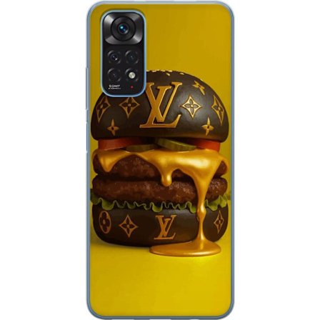 Xiaomi Redmi Note 11 Gjennomsiktig deksel Luksuriøs LV burger mote mat parodi gull detaljer eksklusiv humor design estetikk luksus stil kreativ kunst