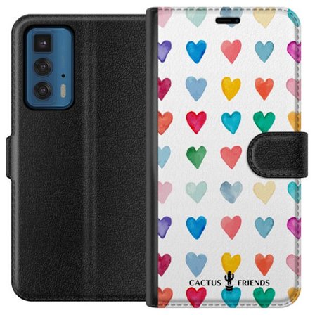 Yhteensopiva Lompakkokotelo Motorola Motorola Edge 20 Pro Cactus and Friends - Watercolor Love Grid