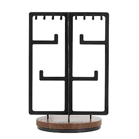 Sort Roterende Smykkeholder Aftagelig Massiv Træbase Ring Opbevaringsboks Ørering Smykkeholder Halskæde