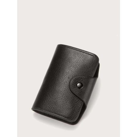 Svart Korthållare i PU-läder 11x8 cm (12 Fack)