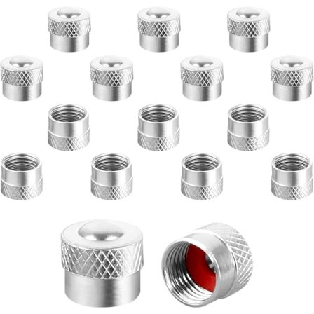Weatherproof Valve Caps for Cars and Trucks, Leak-Proof Air Protection, Anodized Protection, Silver Set of 16