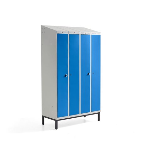 Clean-dirty locker CLASSIC COMBO, leg frame, 4 doors, 2100x1200x550mm, blue