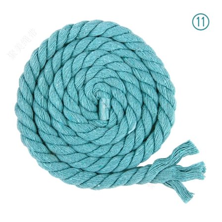 8mm x 20m 3-trådig flätad bomullsrep för hantverk, stickning och garn