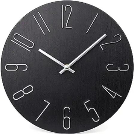 Vægklokke 12" Stille Ikke-tikkende Moderne Stil Trævægklokke Dekorative Sølv"