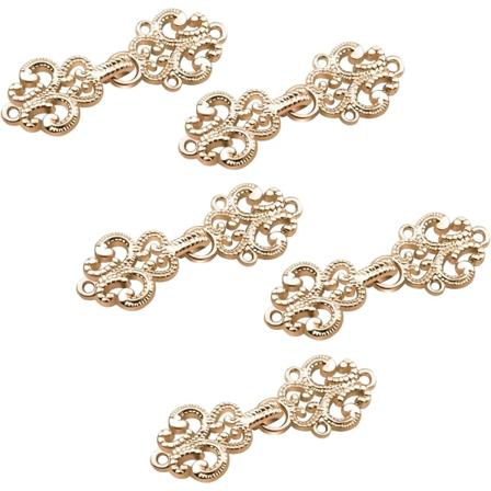 5 par påsydde cardiganklemmer Floral Vintage Style Light Gold Sy
