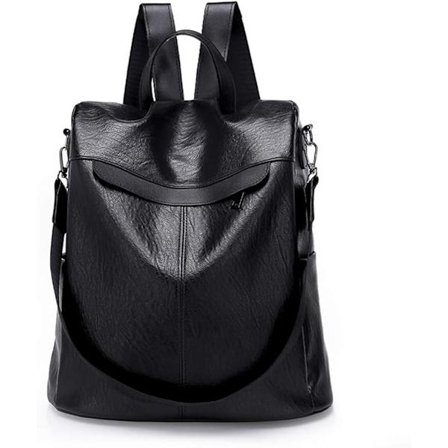 Tyverisikker ryggsekk for kvinner, Tyverisikker vanntett ryggsekk, Liten tyverisikker ryggsekk for kvinner, Mykt PU-lær, svart