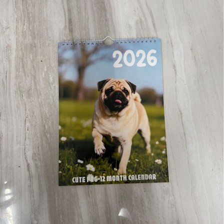 2026 Ny gränsöverskridande storsäljare Amazon engelsk Highland Cow Katt Hund Kalender/Skrivbordskalender 22 Mops ly