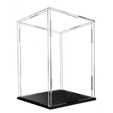 Akryl Vitrineboks Klar Akryl Bordplade Display Cube til Samleobjekter - Sort, 15x15x25cm (5.9x5.9x9.8in)