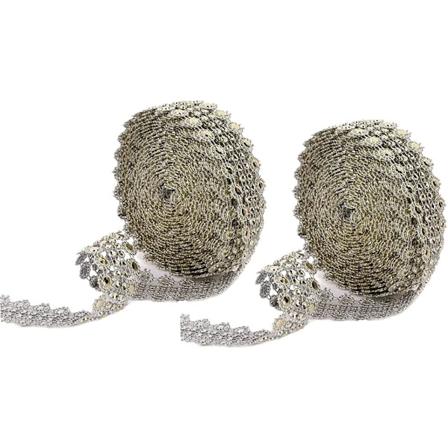 2 stk Rhinestone Band Trim Crystal Blomma Rhinestone Kedja Mesh Band Trimmar Syhantverk för DIY Hantverk Tillverkning