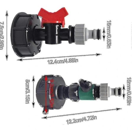 IBC Vattentank 1000l S60x6 Ton Hink Slangkoppling Kran Trädgårdsslangkoppling
