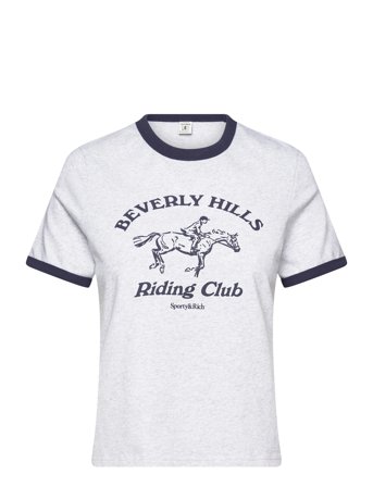 Sporty & Rich Rh Riding Club Ringer Tee - Grey - XL