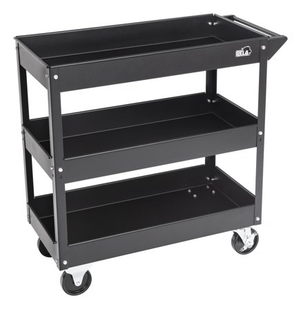 PELA 505364 Purkuvaunu kolmella hyllyllä, harmaa, Autotallin sisustus & säilytys