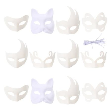 12 stk Hvide Maskerademasker Uafsluttede Masker Halloween Dyremasker Cosplay Kitsune Masker Ræv Halloween Masker