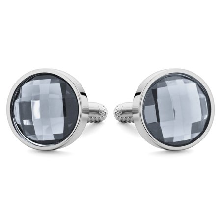 Meraklis | Silver-Tone and Grey Zirconia Cufflinks for Men