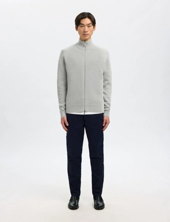 Selected Slhdane Ls Knit Structure Full Zip Noos - Grey - S