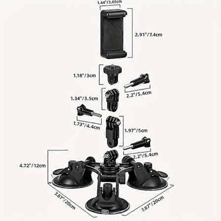 Trippel Sugkopp Bilfäste Med Telefonhållare - Montera Säkert Din Telefon Eller Actionkamera På Din Bils Instrumentbräda, Eller Båt