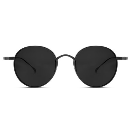 Occasus | Runde Sorte Polaristerte Solbriller med Titaninnfatning for menn - Polariserte solbriller