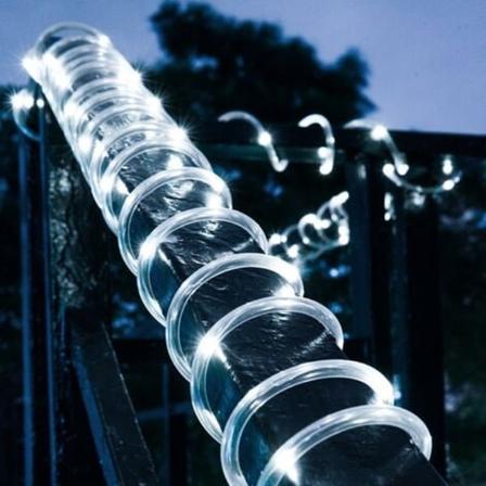 12M Solar String Lights, 100stk LED String Lights Vanntett Utendørs Rørlys Hage Hage Sti Gjerde Tre Bakgård Tau (Hvit)