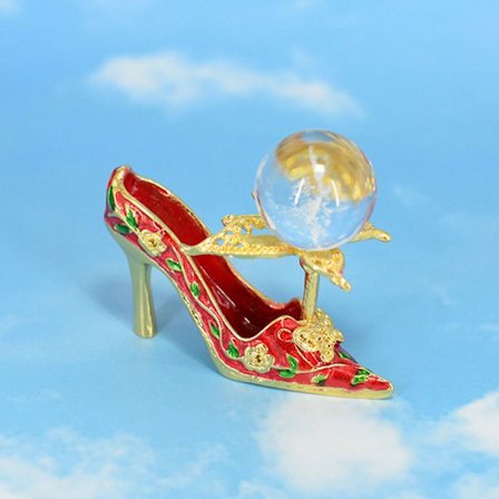 Høyhælte sko Displayholder Krystallkule Basse RØD