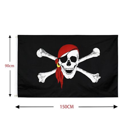 Big Skull Piratflagga Röd Bandana Bones Double Skull DIY Decor