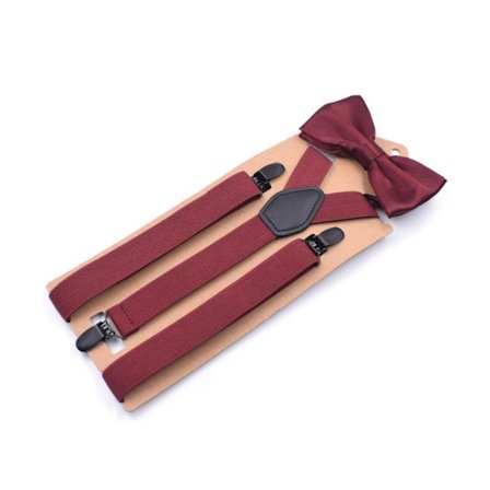 Y-formade Hängslen och Fluga-set Röd