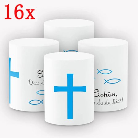 16 st blå lykta fisk nattvardsdekoration, minilykta ljusöverdrag